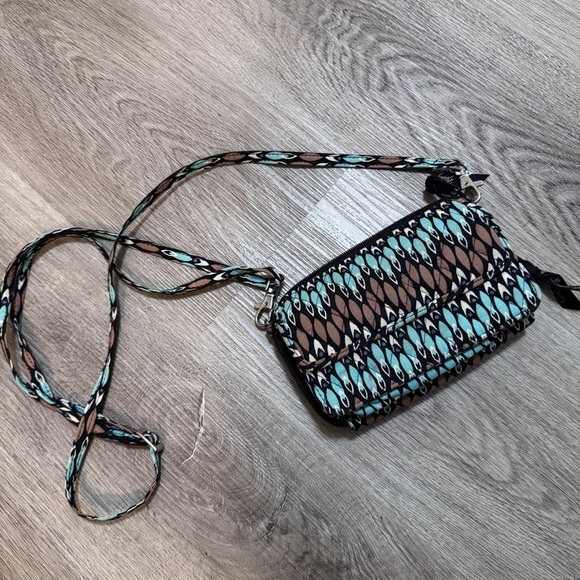 Vera Bradley Handbags - Vera Bradley All In One Crossbody Sierra Stream Purse Bag Wallet Blue Brown